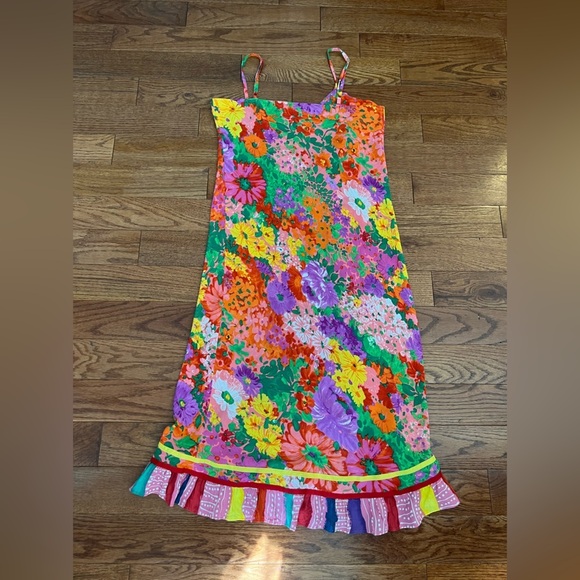 Jams World Sleeveless Dress Multicolor Floral Print Rayon Sz M - Picture 7 of 9